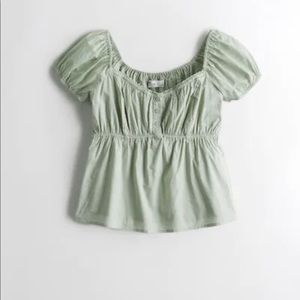 Super soft light green Y2K Ruched Hollister Blouse